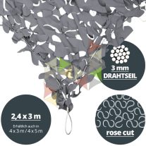   2,4 x 3 m-es Riviéra ™ napvitorla [Rose / Drótkötél / Grafit szürke - Világos szürke]