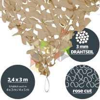   2,4 x 3 m-es Riviéra ™ napvitorla [Rose / Drótkötél / Homok - Világos homok]