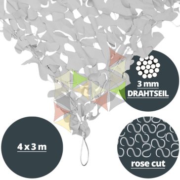   3 x 4 m-es Riviéra ™ napvitorla [Rose / Drótkötél / Fehér - Világos szürke]