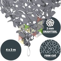   3 x 4 m-es Riviéra ™ napvitorla [Rose / Drótkötél / Grafit szürke - Világos szürke]