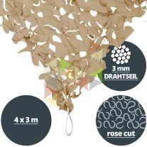   3 x 4 m-es Riviéra ™ napvitorla [Rose / Drótkötél / Homok - Világos homok]
